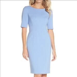 Eliza J Bateau Neck Crepe Sheath Dress 